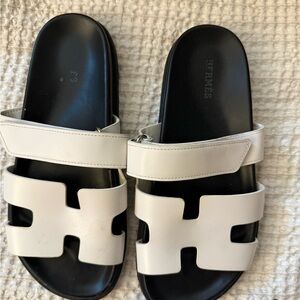 Hermès Ivory Slide Sandals
